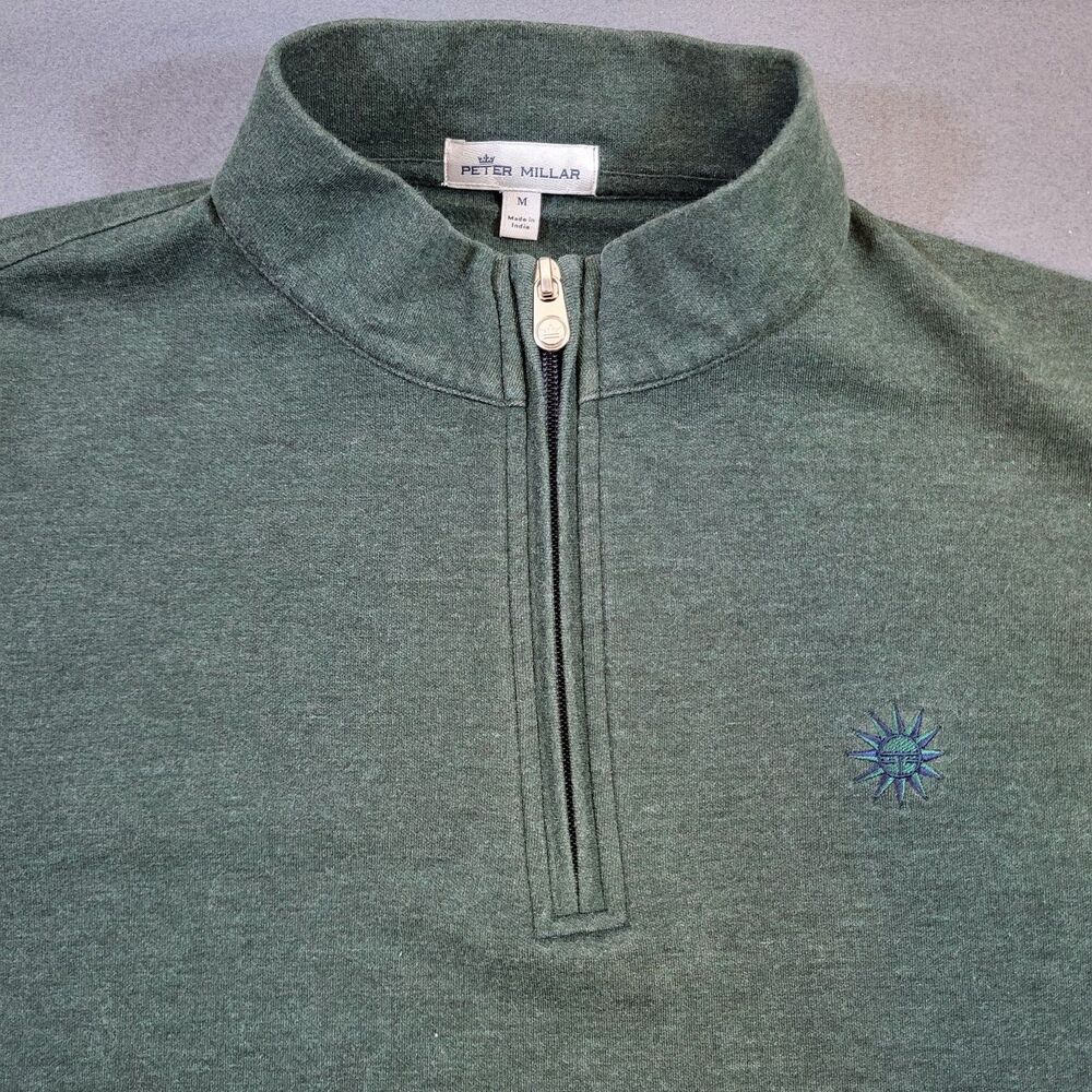 Peter Millar Eldorado Country Club Sweater Mens M Green 1/4 Zip Golf Pullover